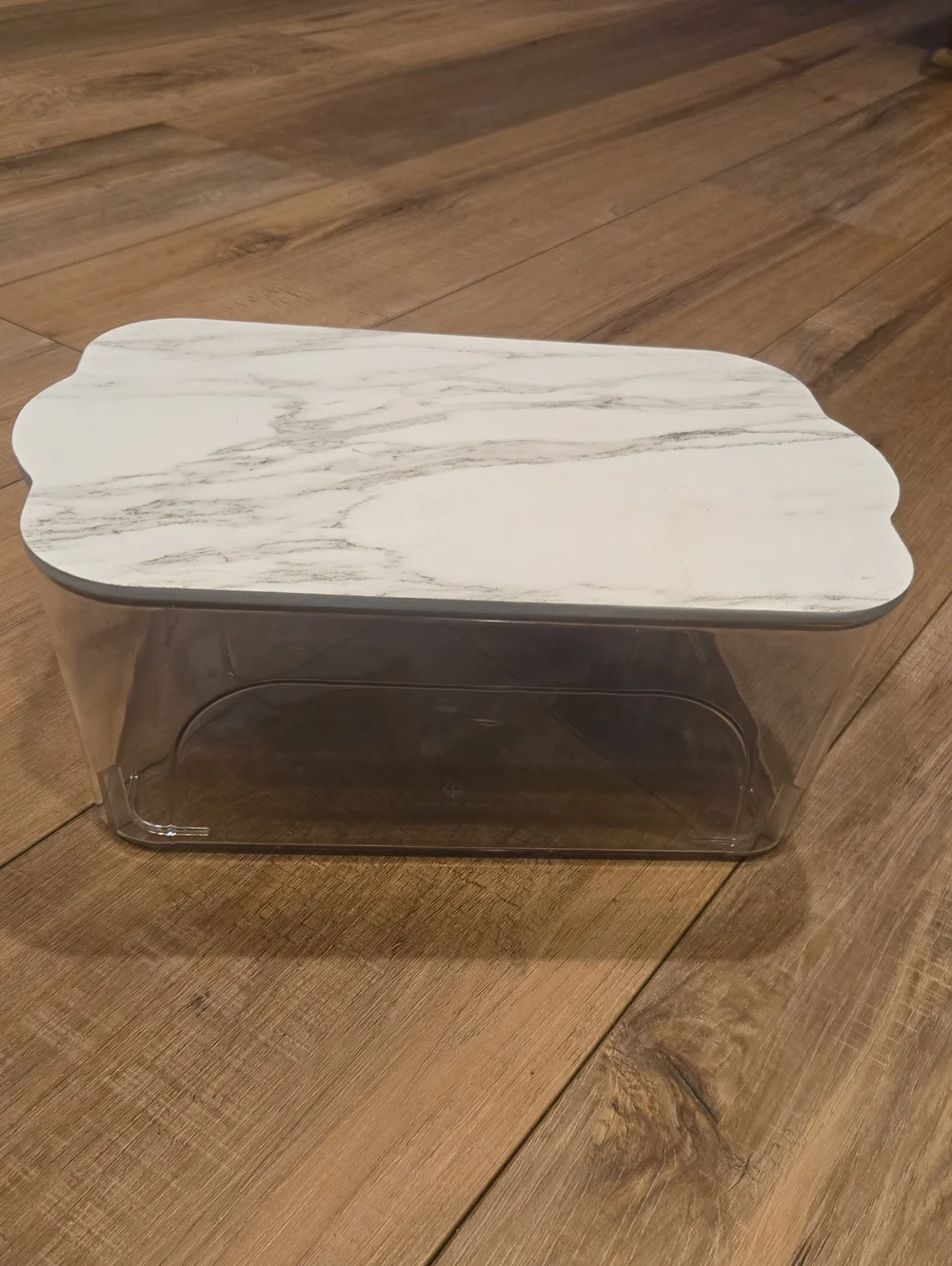 Clear Plastic Storage Organizer with Faux Marble Lid – 11x7x4